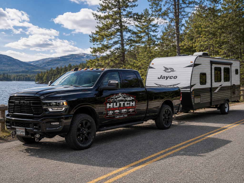 Hutch Truck Solutions boat hauling, camper hauling, junk removal, and residential snow plowing services in Southern New Hampshire
